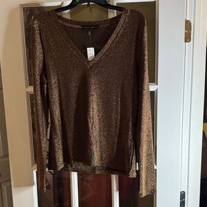 Brand New! White House Black Market Metallic Brown Long Sleeve Top